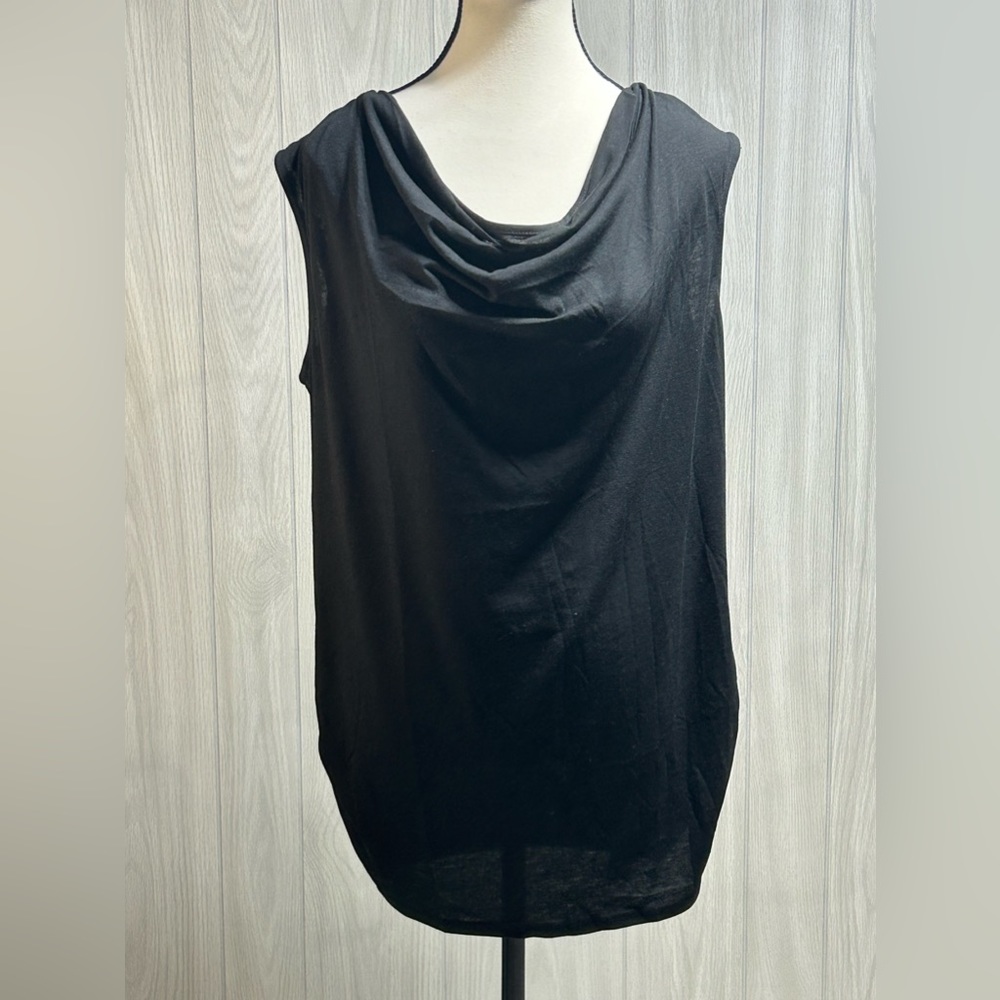 Meaneor black sleeveless cowl neck blouse size large new